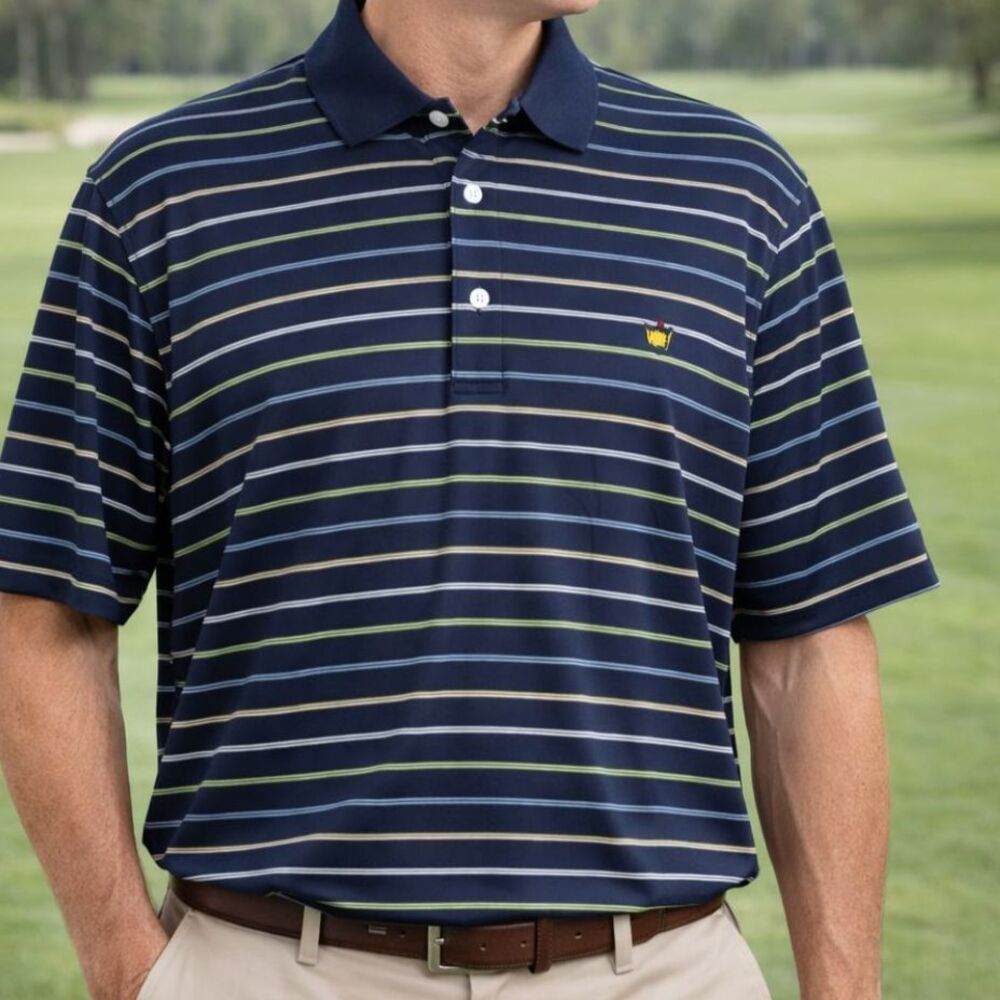 Augusta National  Masters Men's 100% Pima Cotton Polo Striped XL Blue Stripe